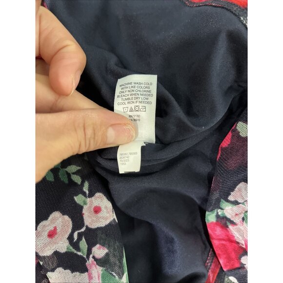 Maurices Top Womens S Black Sheer Floral Ruched Sweetheart Y2K Babydoll Romantic - Picture 6 of 8